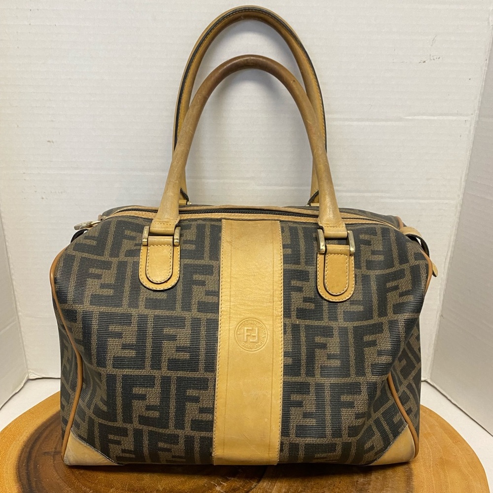 Fendi Zucca Print Coated Canvas With Leather Trim… - image 1